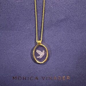 Monica Vinader Gold Oval Dove Pendant Necklace